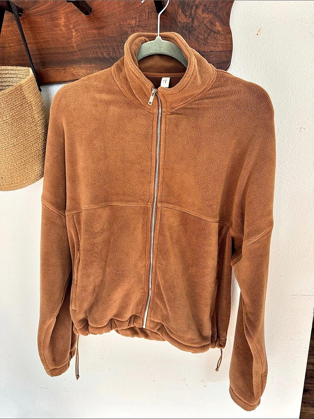 ODODOS Brown Sherpa Fleece Full Zip Cinch Jacket Size L